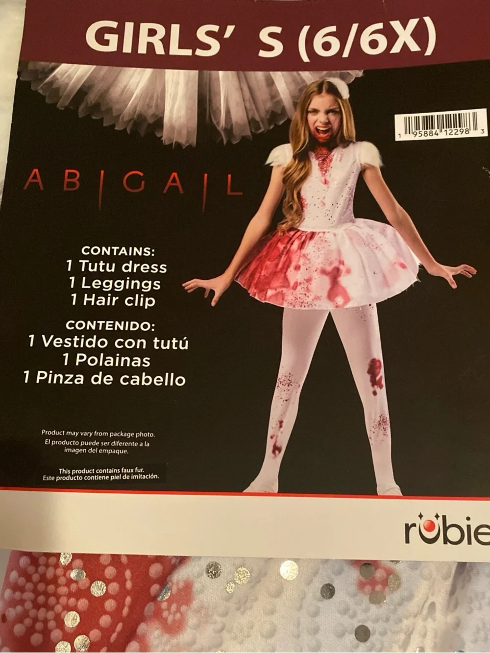 Abigail Blood-Splatter Costume Dress - White & Red Girls (6/6X) new
